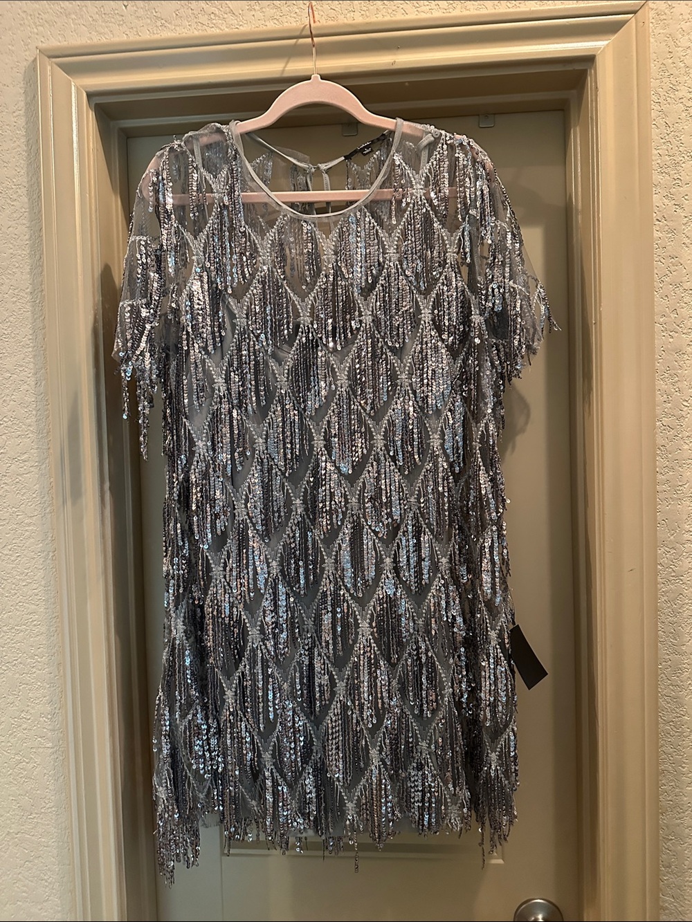 NWT Silver sequin tassels dress